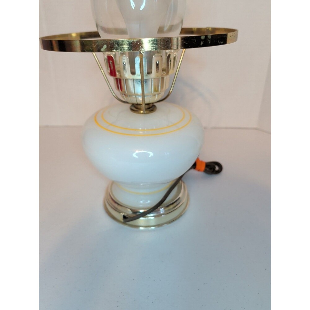 VTG Milk Glass Table Lamp Yellow Rose Electric Country Cottage Floral Garden 16” - Picture 7 of 8